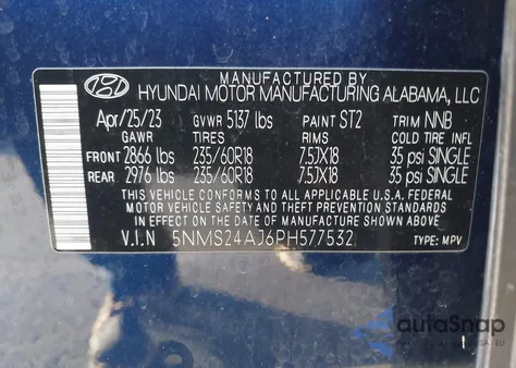 2023 Hyundai Santa Fe Sel from USA, damaged, VIN 5NMS24AJ6PH577532